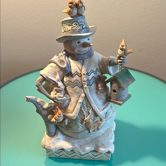 Jim Shore “Sing For Winter”Snowman with Birch Birdhouse Figurine - Picture 2 of 6